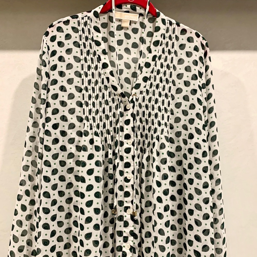 Michael Kors long sleeve sheer XL white blouse